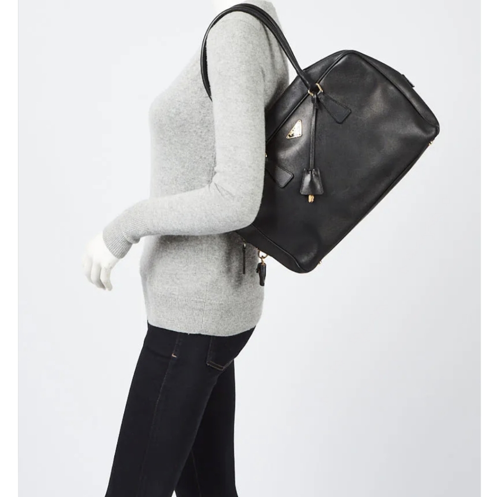 Authentic Prada saffiona leather shoulder bag with padlock